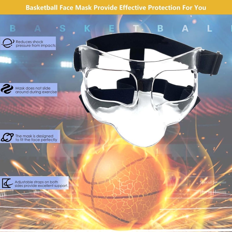 Fenduoer Nose Guard for Sports, Broken Nose, Adustable Face Mask with Foam Padding for Men and Women,Adult,Basketball,Baseball,Football,Softball Face Guard(Clear Full Face) - Image 4